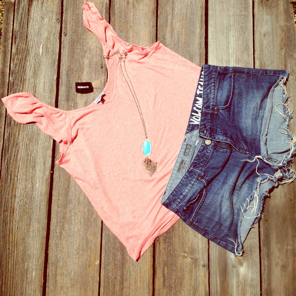 Express coral linen blouse